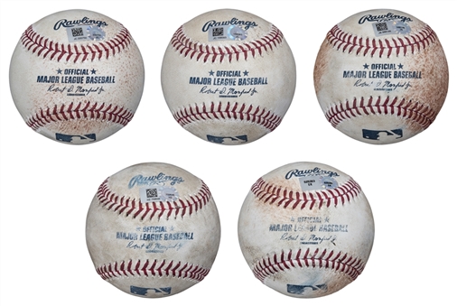Lot of (5) Tampa Bay Rays Game Used OML Baseballs (MLB Authenticated) 